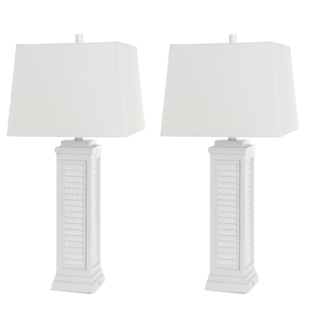 Set of Two 32" White Table Lamp Coastal With White Shade