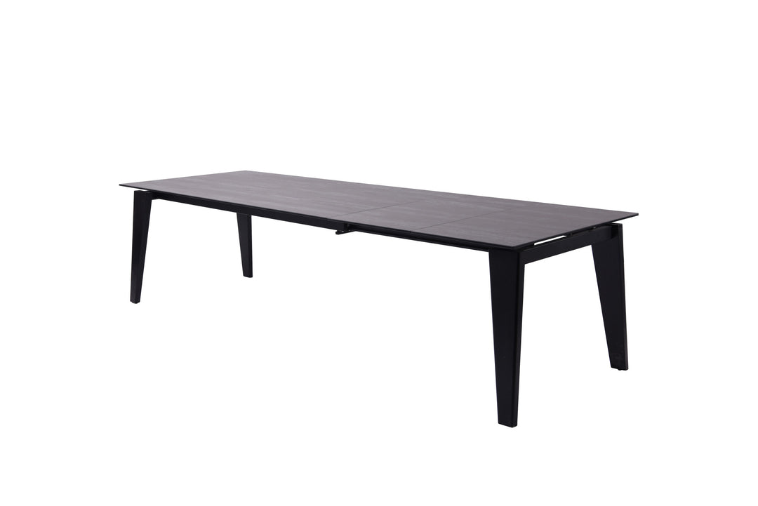 71" Gray And Black Ceramic And Solid Wood Drop Leaf Dining Table