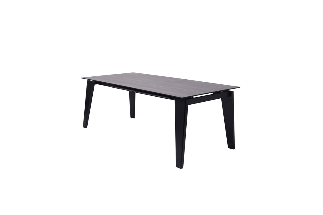 71" Gray And Black Ceramic And Solid Wood Drop Leaf Dining Table