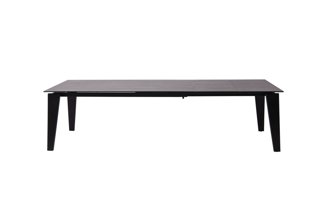 71" Gray And Black Ceramic And Solid Wood Drop Leaf Dining Table