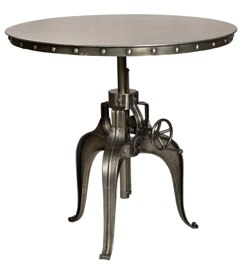 36" Silver Gunmetal Industrial Gear Adjustable Dining Table