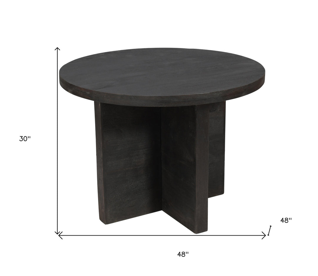 48" Taupe Rounded Solid Wood Pedestal Dining Table