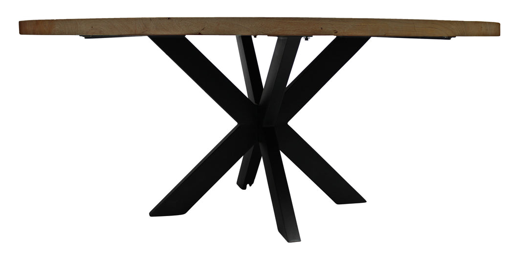 72" Two-Tone Gray Beige and Black Solid Wood Round Dining Table