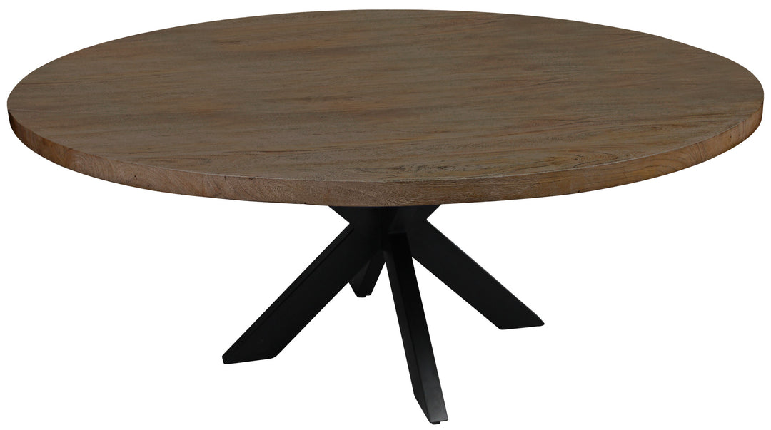 72" Two-Tone Gray Beige and Black Solid Wood Round Dining Table