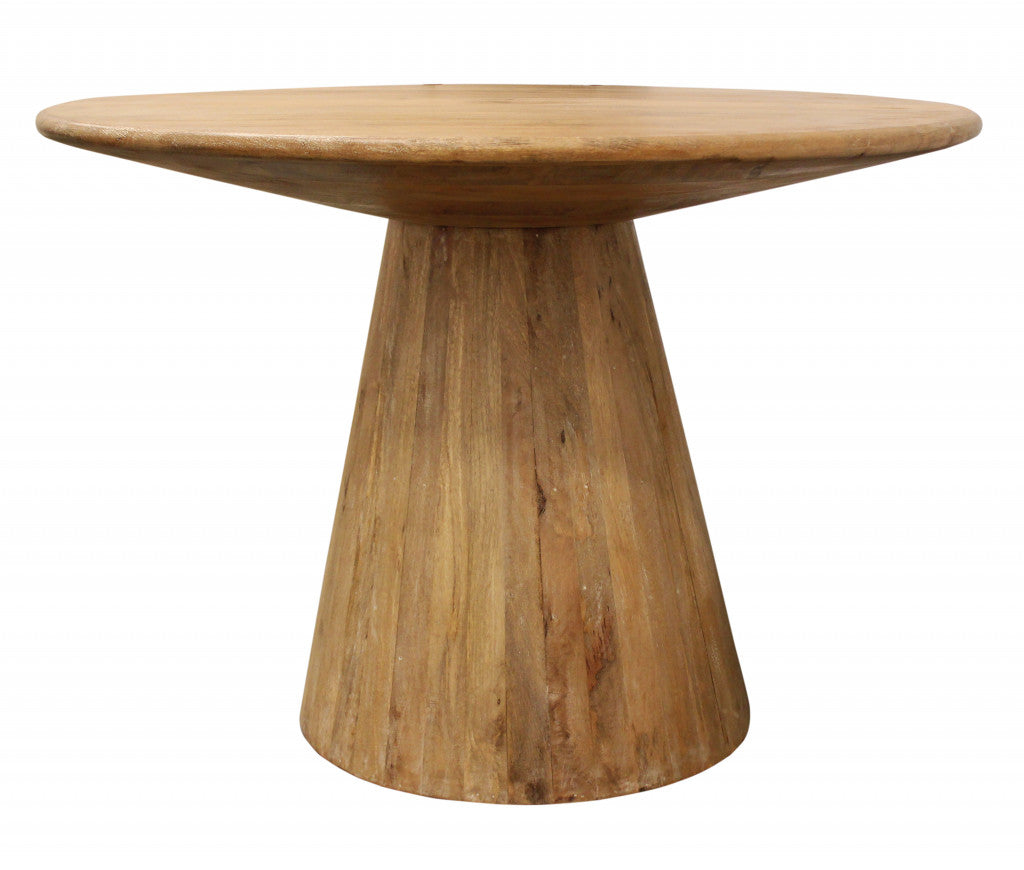 42" Natural Solid Wood Pedestal Base Round Dining Table