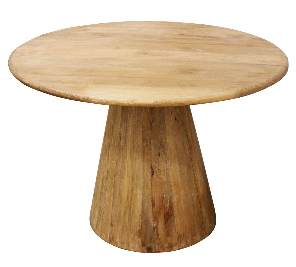 42" Natural Solid Wood Pedestal Base Round Dining Table