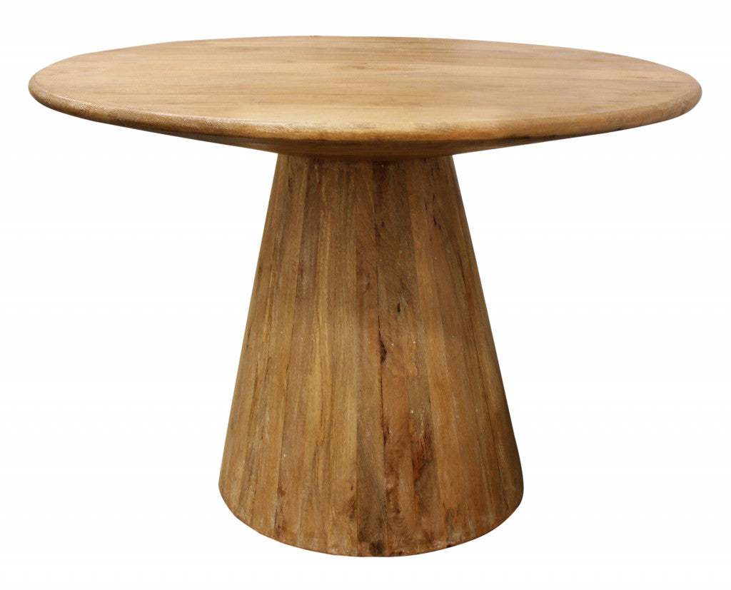 42" Natural Solid Wood Pedestal Base Round Dining Table