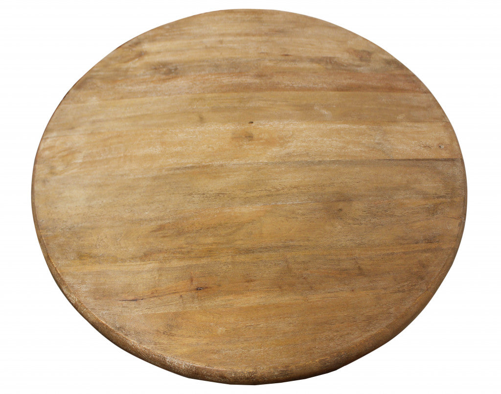 42" Natural Solid Wood Pedestal Base Round Dining Table