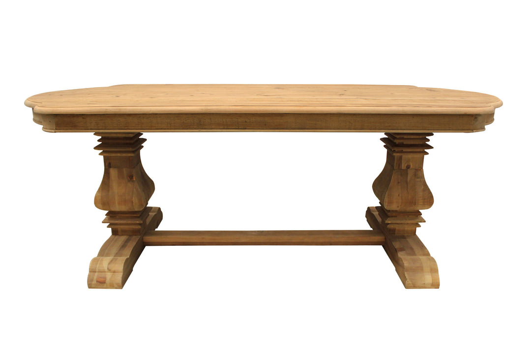 Natural Solid Wood Trestle Dining Table – 84” Rectangular