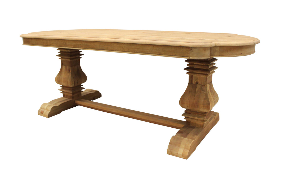 Natural Solid Wood Trestle Dining Table – 84” Rectangular