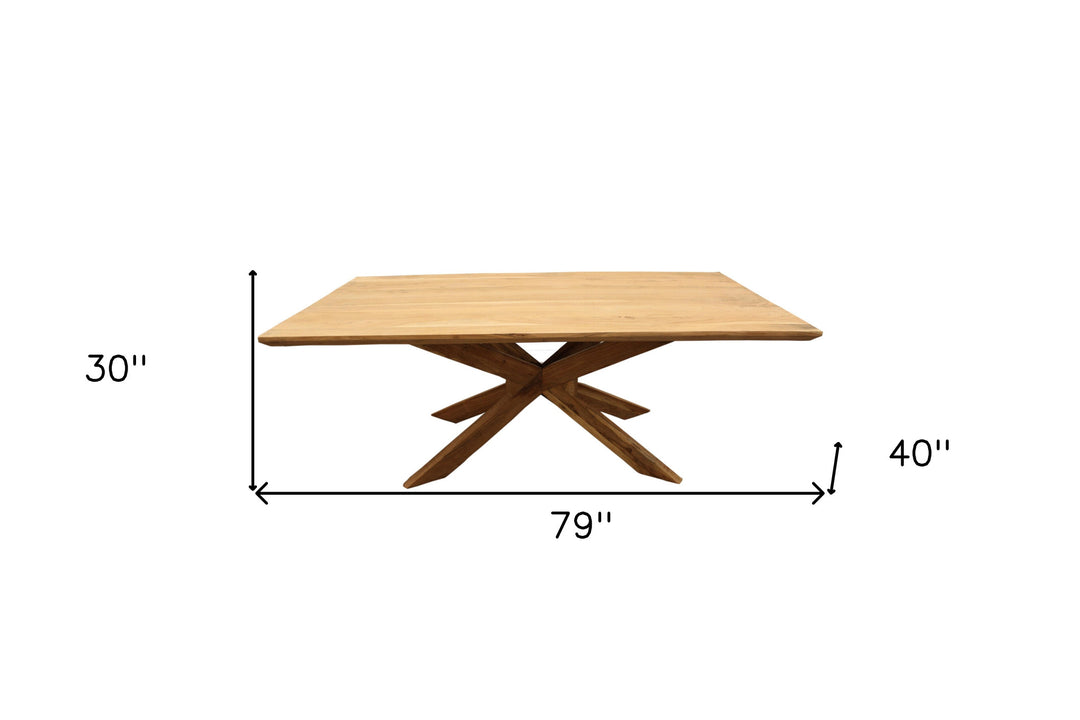 79" Natural Solid Wood Pedestal Dining Table