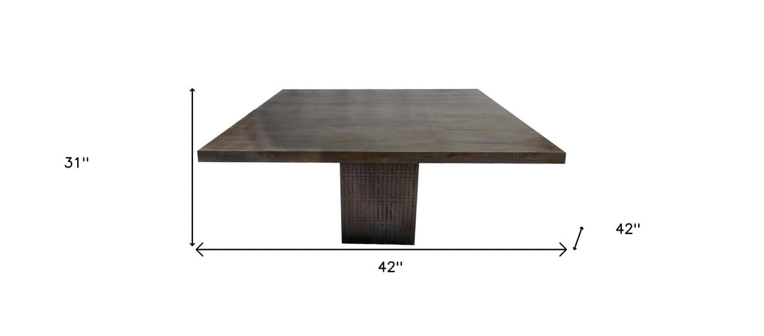 42" Rustic Brown Solid Wood Dining Table