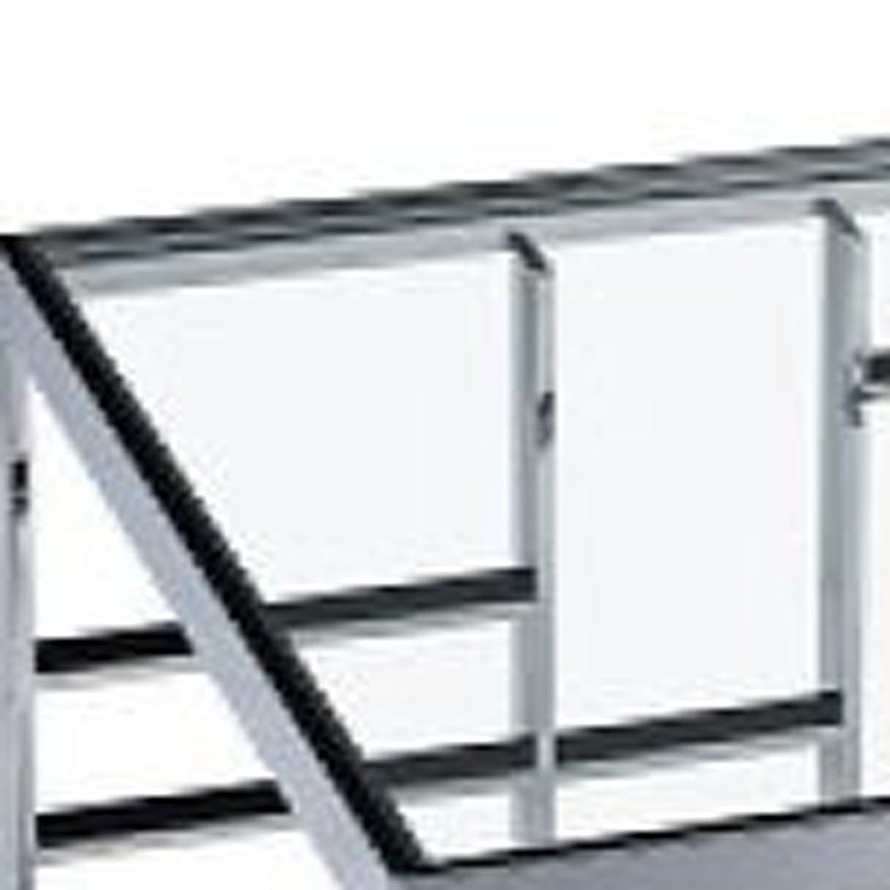 47" Silver and Clear Glass Rectangular Coffee Table with Sleek Stainless Steel Base