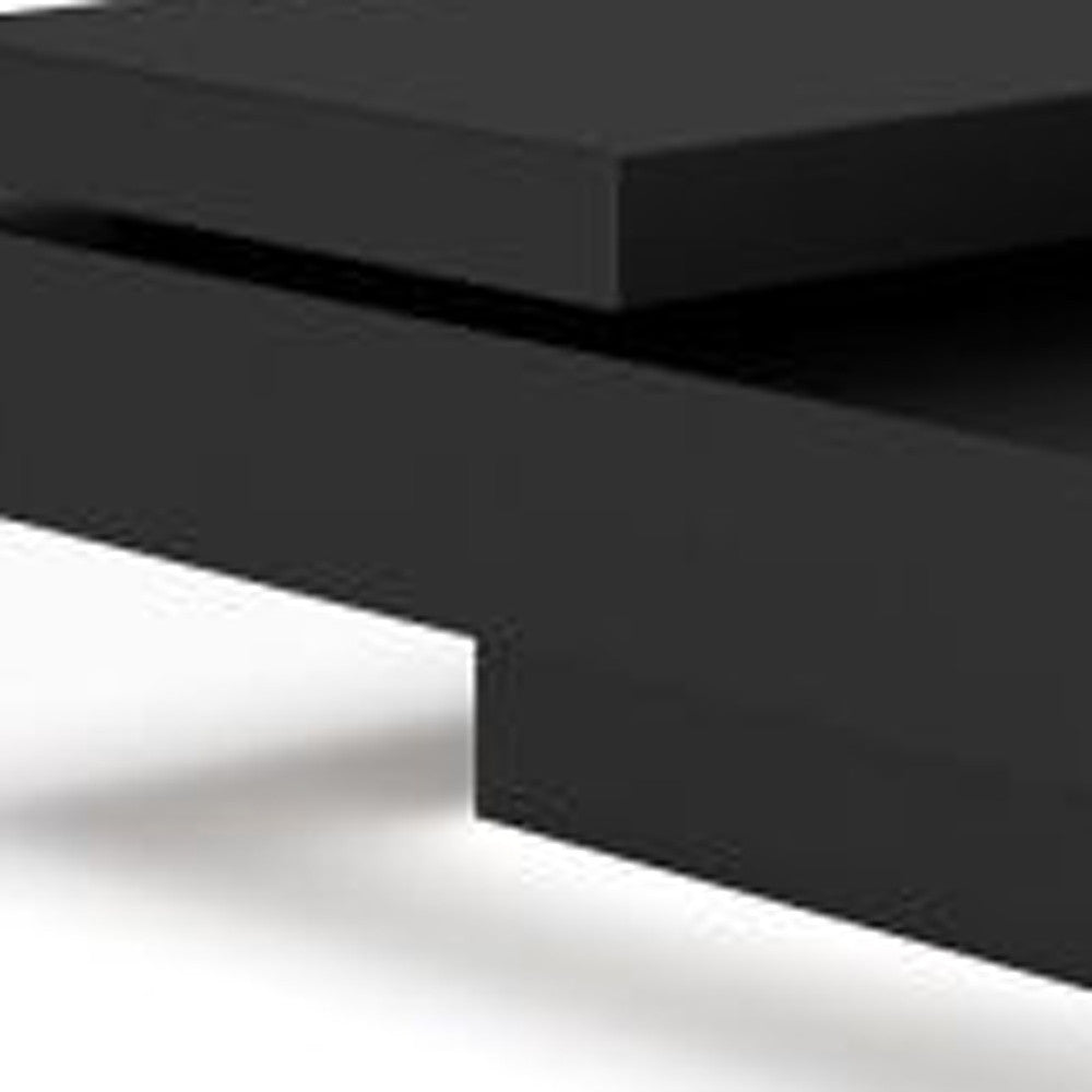 Modern 39" Black and Walnut Square Coffee Table with Drawer