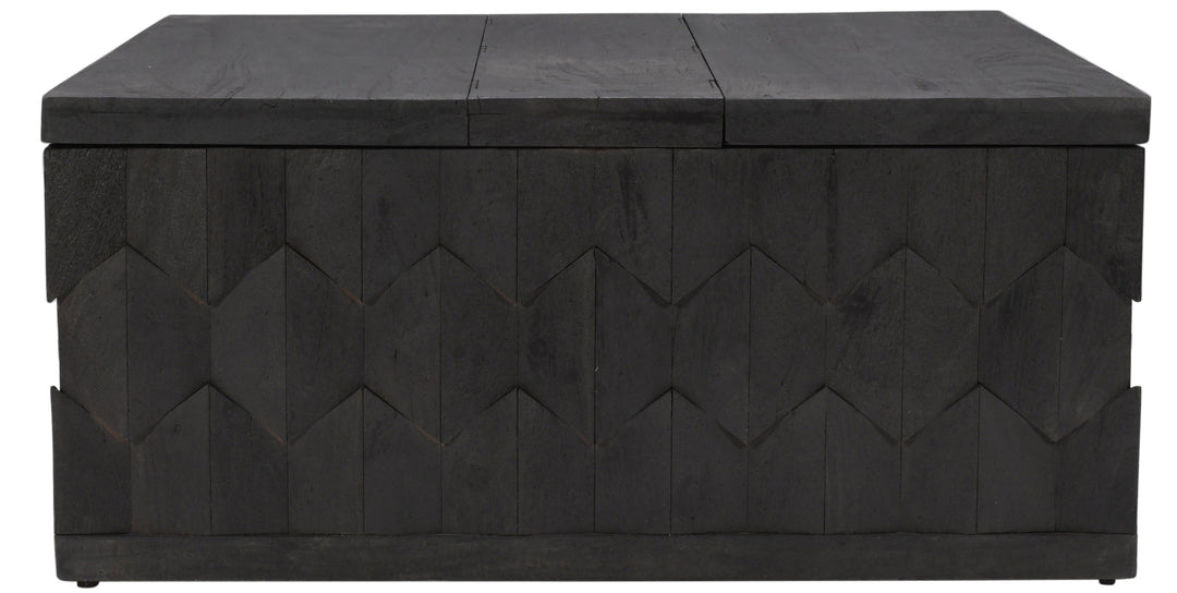 40" Dark Gray Solid Wood Distressed Square Coffee Table with Storage