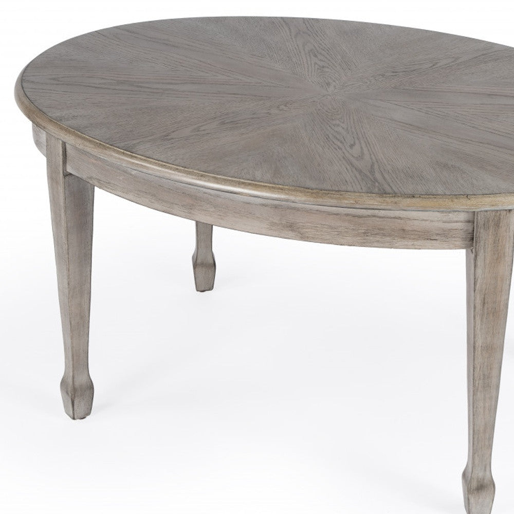 38" Gray Oval Distressed Coffee Table