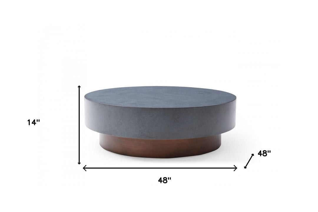 48" Antique Copper and Grey Steel Round Coffee Table