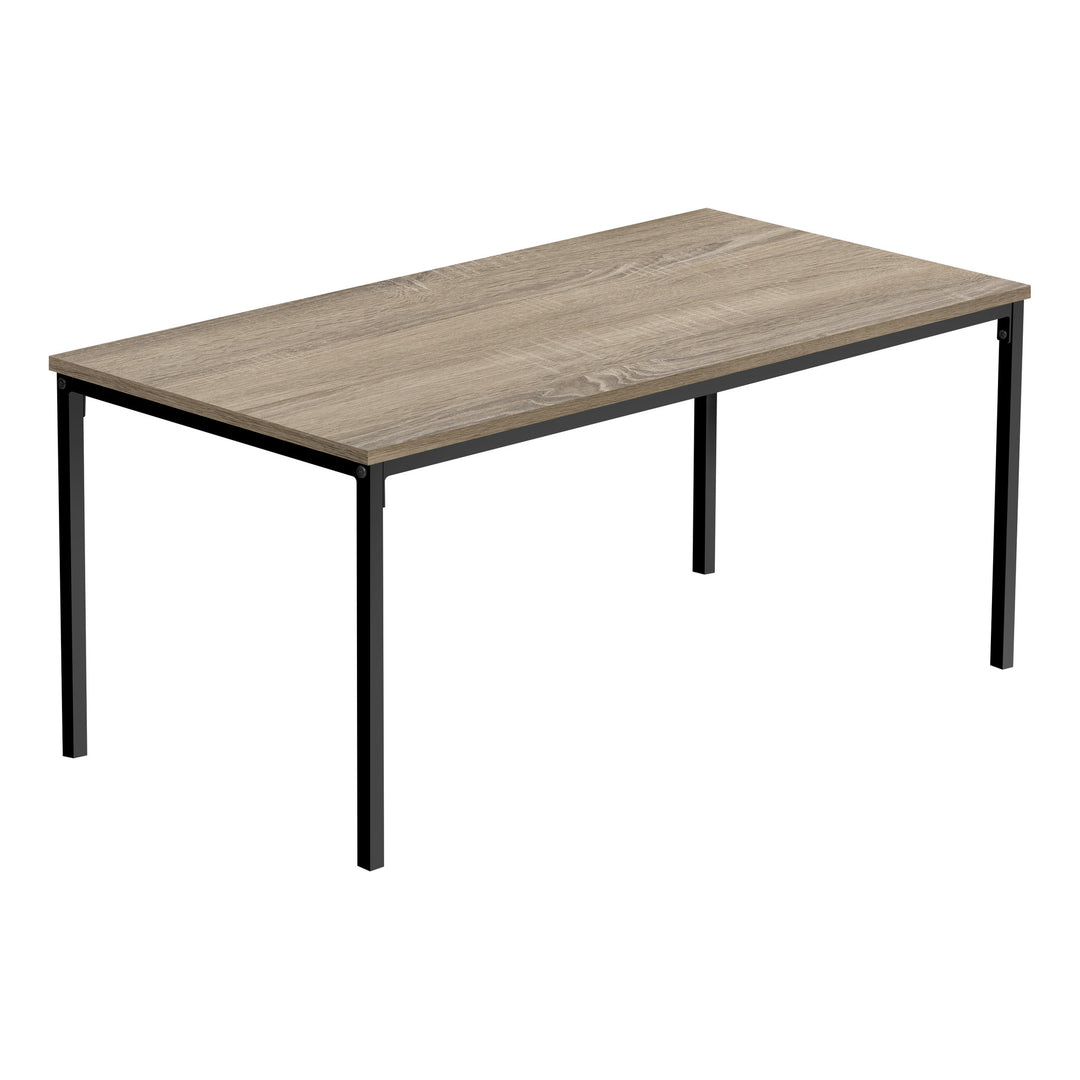 40" Taupe Wood Grain and Black Metal Rectangular Coffee Table