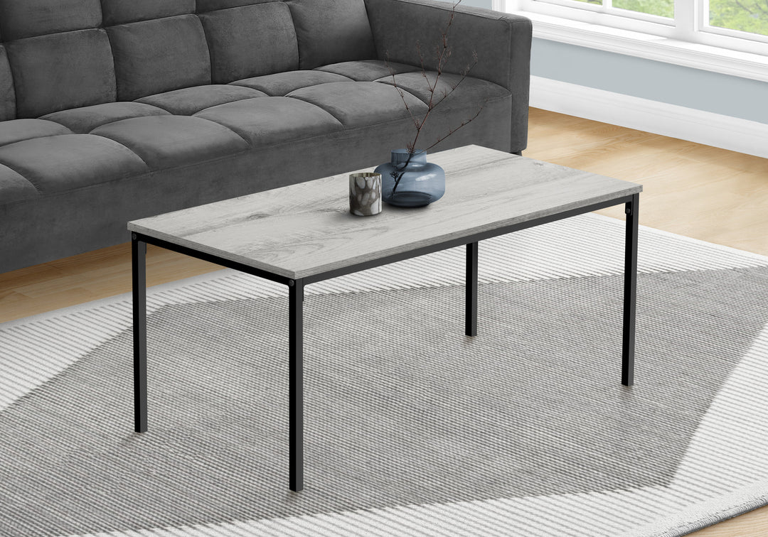 40" Gray and Black Rectangular Wood and Metal Coffee Table