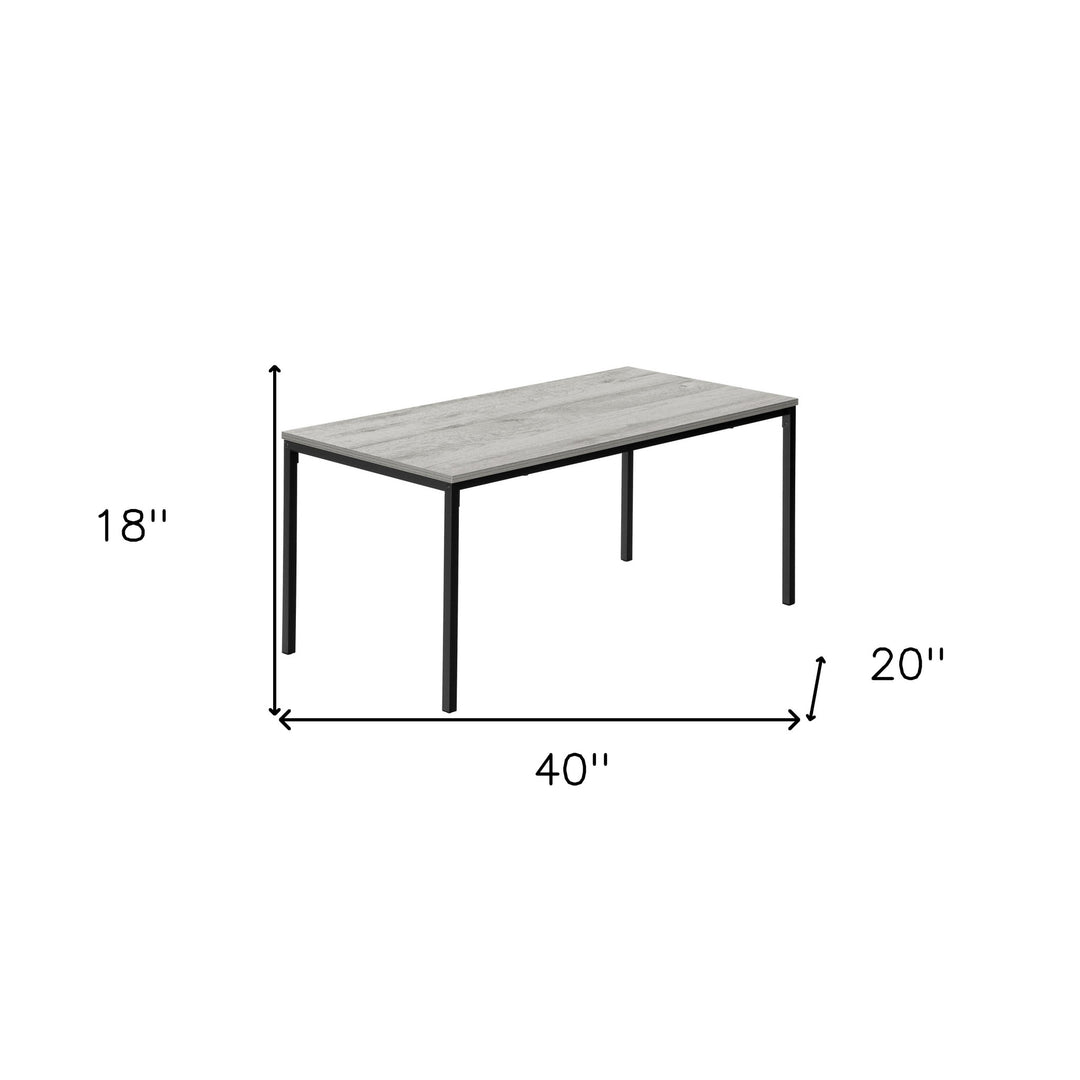 40" Gray and Black Rectangular Wood and Metal Coffee Table