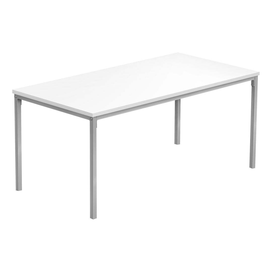 40" White And Silver Modern Rectangular Coffee Table