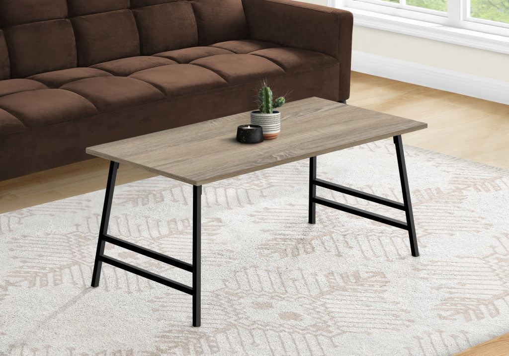 Modern 40" Taupe And Black Metal Coffee Table