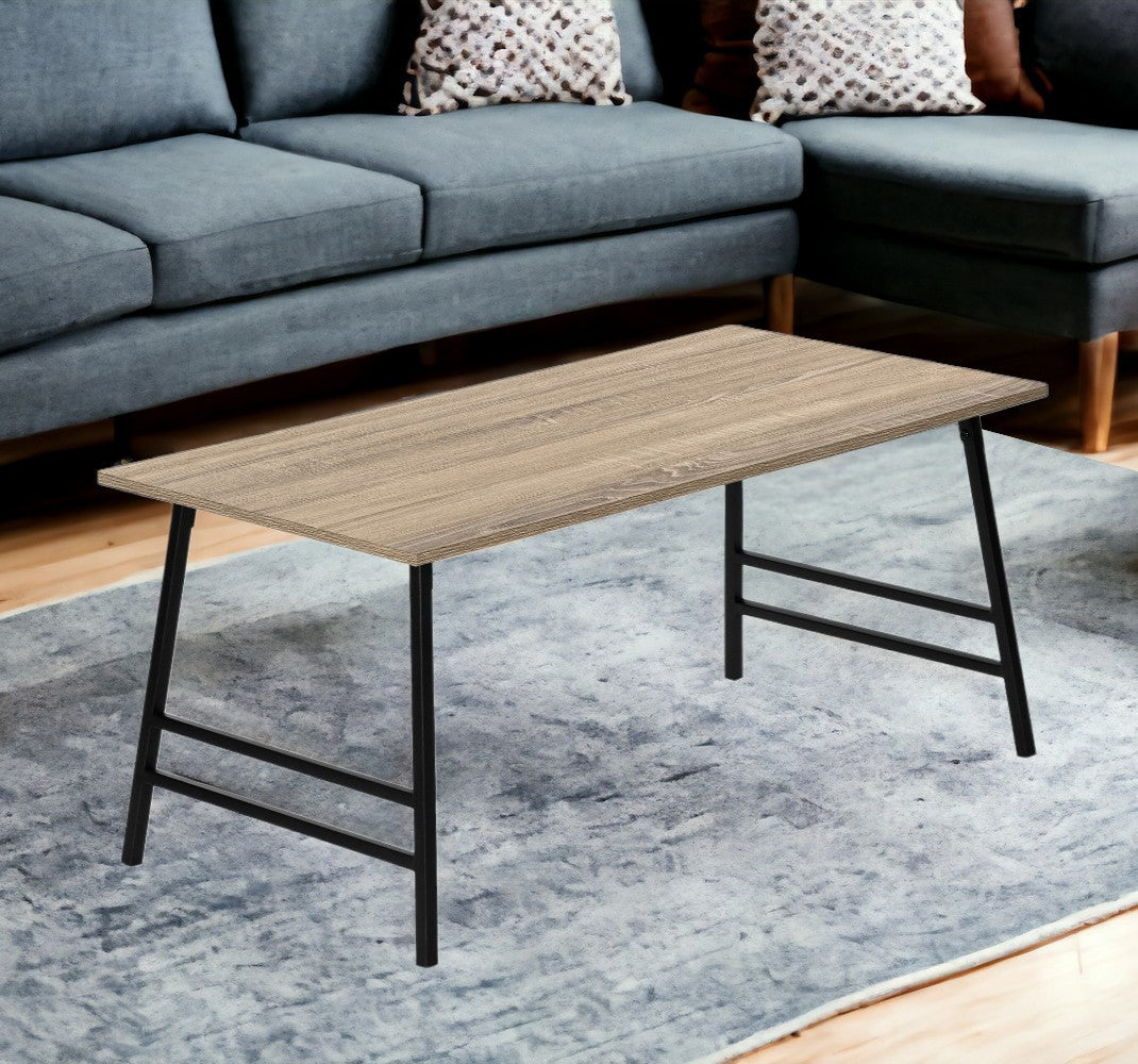 Modern 40" Taupe And Black Metal Coffee Table