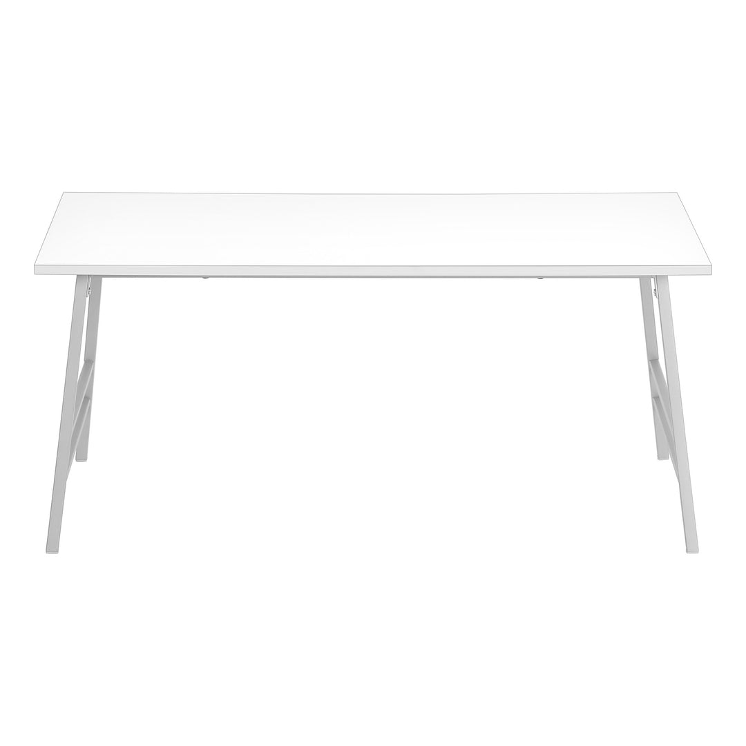 40" White and Silver Rectangular Coffee Table