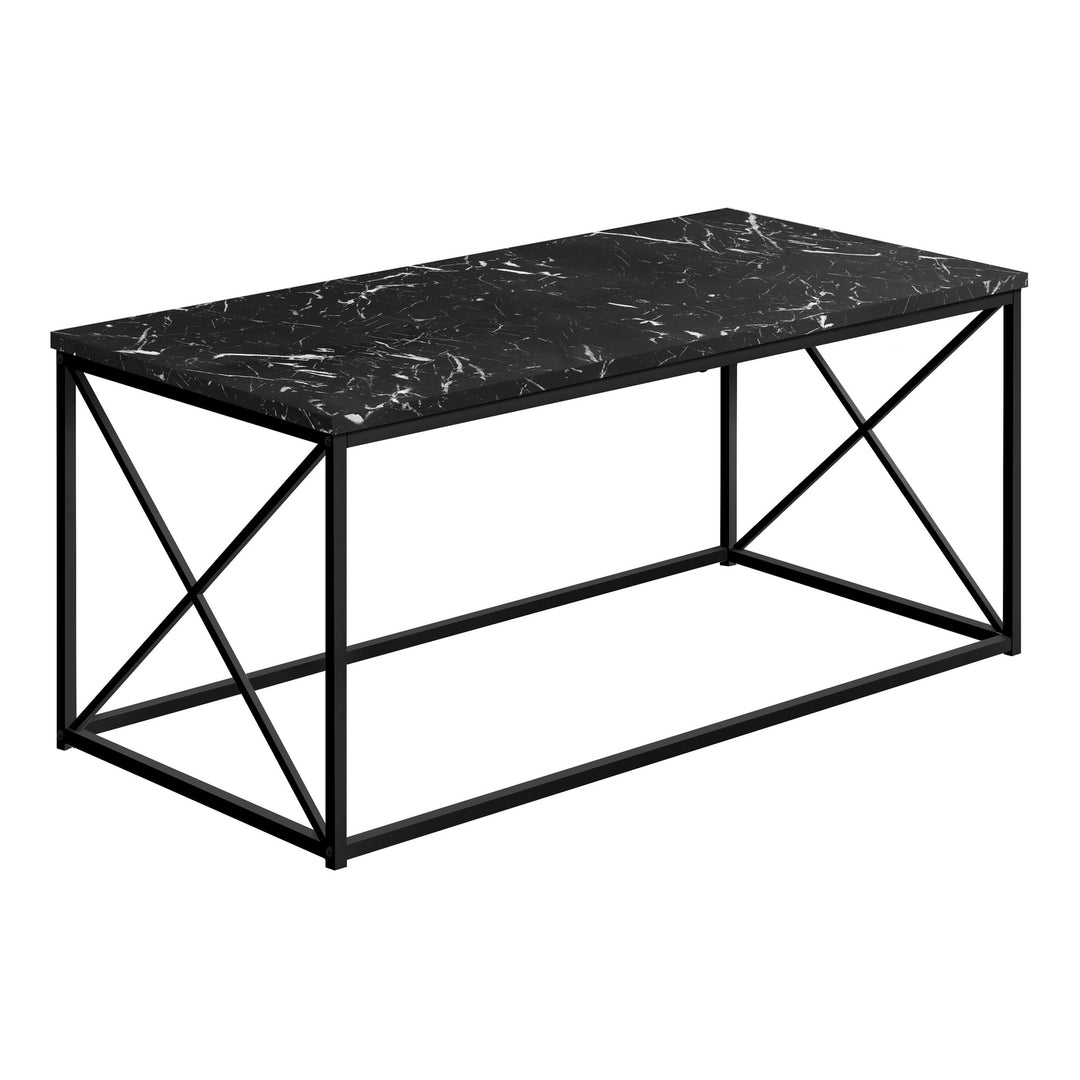 41" Black Metal and Wood Coffee Table