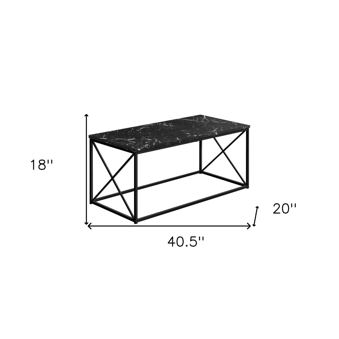 41" Black Metal and Wood Coffee Table