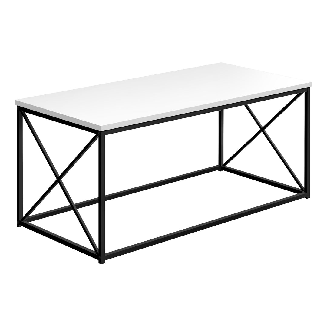 41" White Wood and Metal Coffee Table