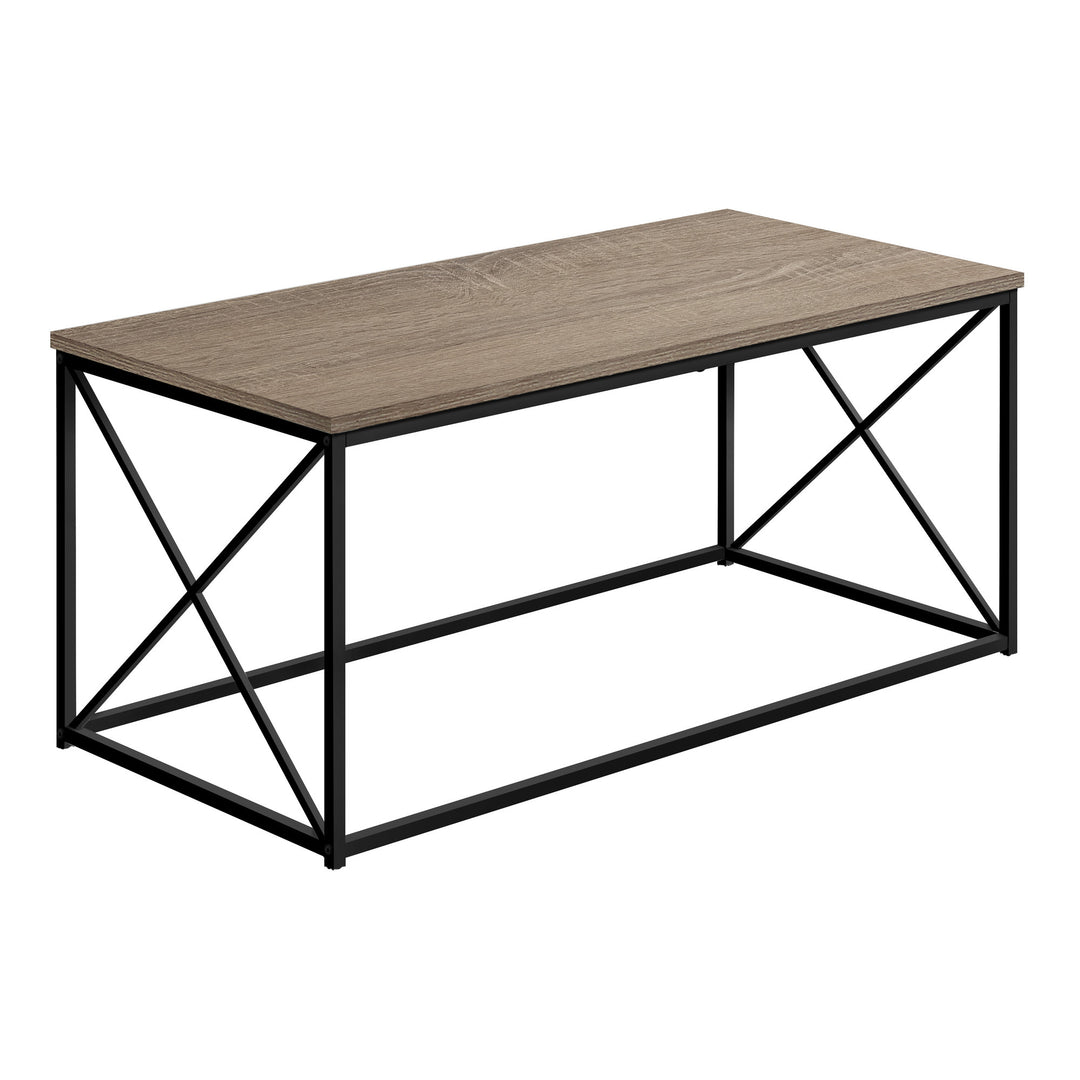 41" Taupe and Black Rectangular Coffee Table with Metal Base