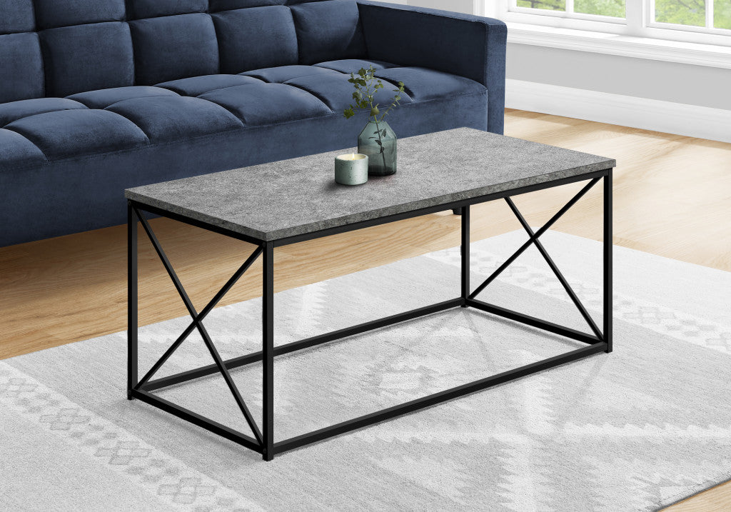 41-Inch Gray and Black Rectangular Coffee Table