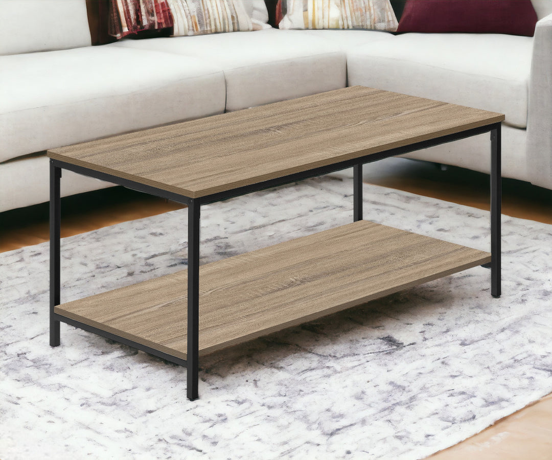 40" Taupe And Black Rectangular Metal Coffee Table