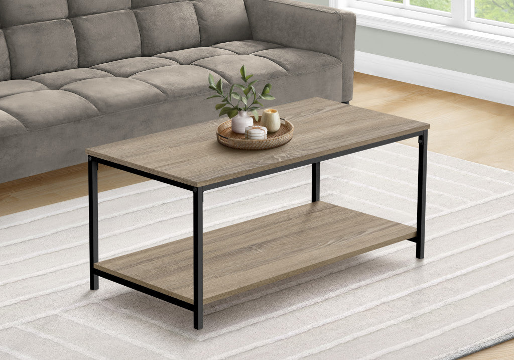 40" Taupe And Black Rectangular Metal Coffee Table