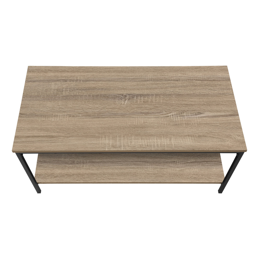 40" Taupe And Black Rectangular Metal Coffee Table