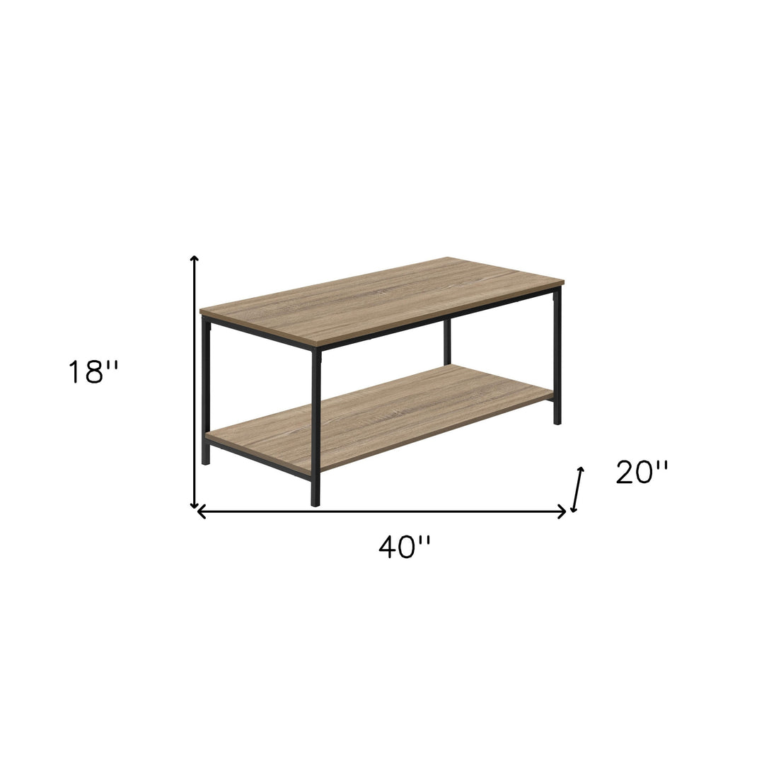 40" Taupe And Black Rectangular Metal Coffee Table