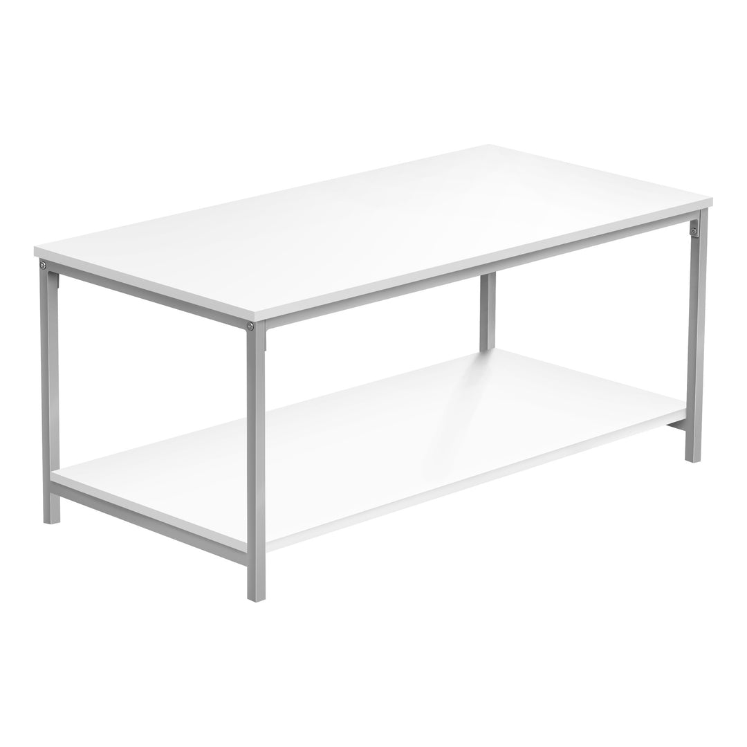 40" White and Silver Modern Coffee Table