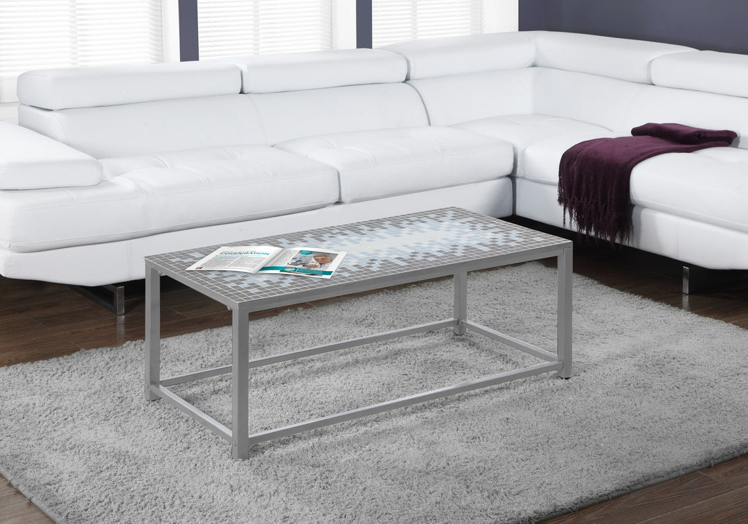 42" Gray Metal and Manufactured Wood Coffee Table