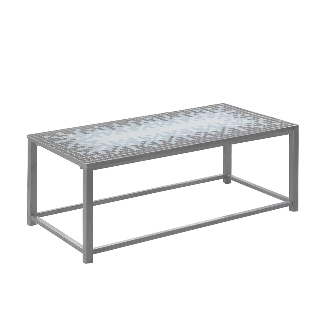 42" Gray Metal and Manufactured Wood Coffee Table