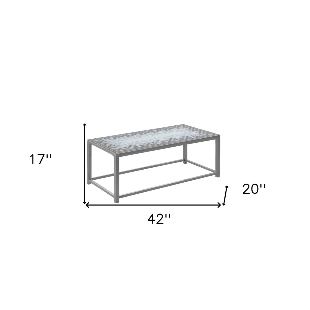 42" Gray Metal and Manufactured Wood Coffee Table