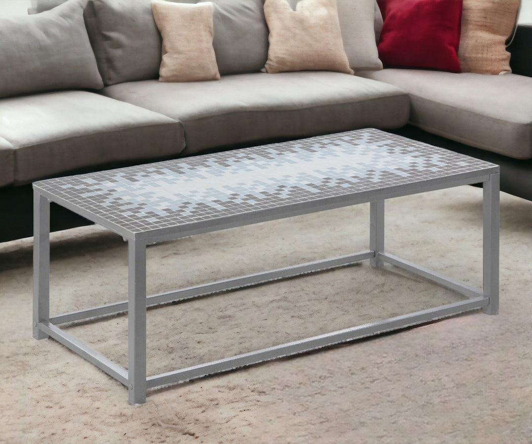 42" Gray Metal and Manufactured Wood Coffee Table