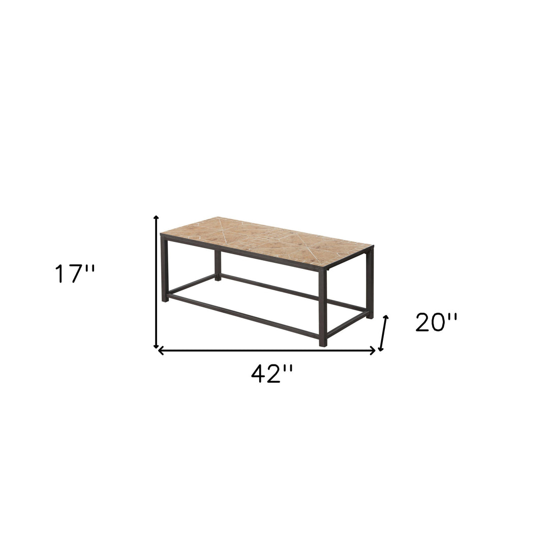 42" Brown Metal and Manufactured Wood Coffee Table