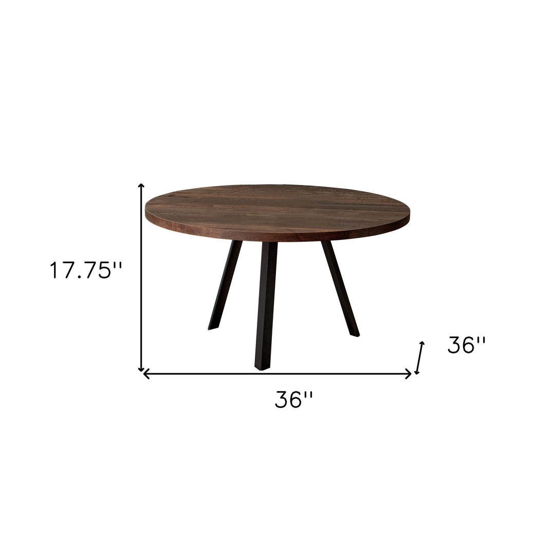 36" Round Brown and Black Coffee Table