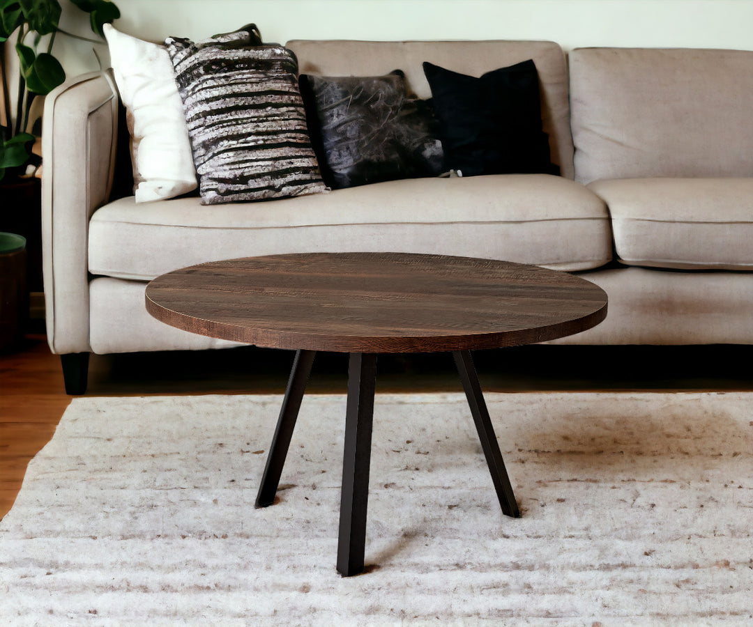 36" Round Brown and Black Coffee Table