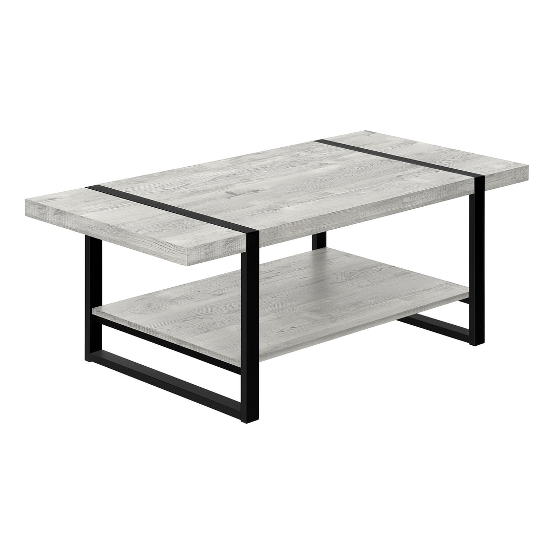 47" Gray and Black Rectangular Coffee Table with Shelf