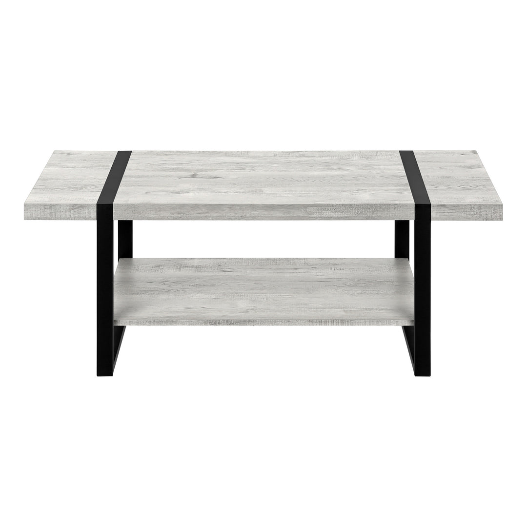 47" Gray and Black Rectangular Coffee Table with Shelf