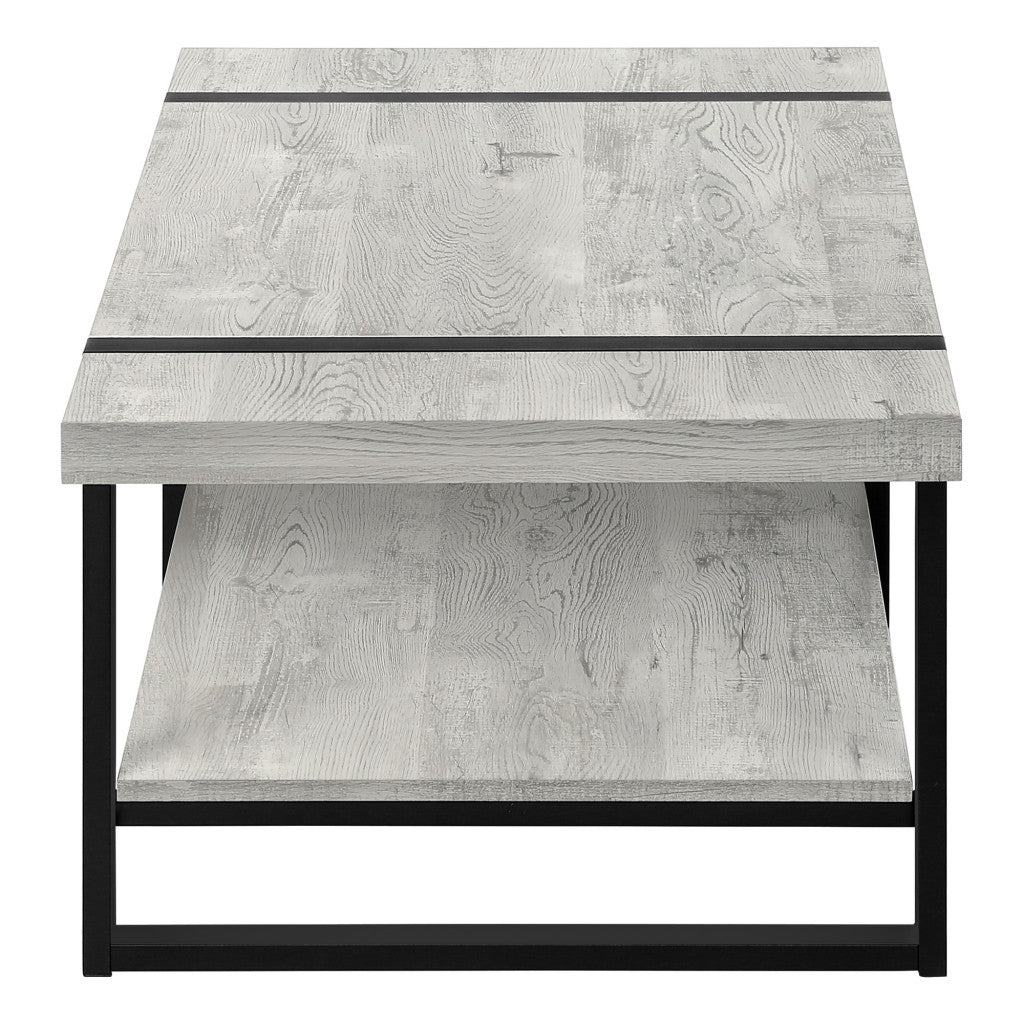 47" Gray and Black Rectangular Coffee Table with Shelf