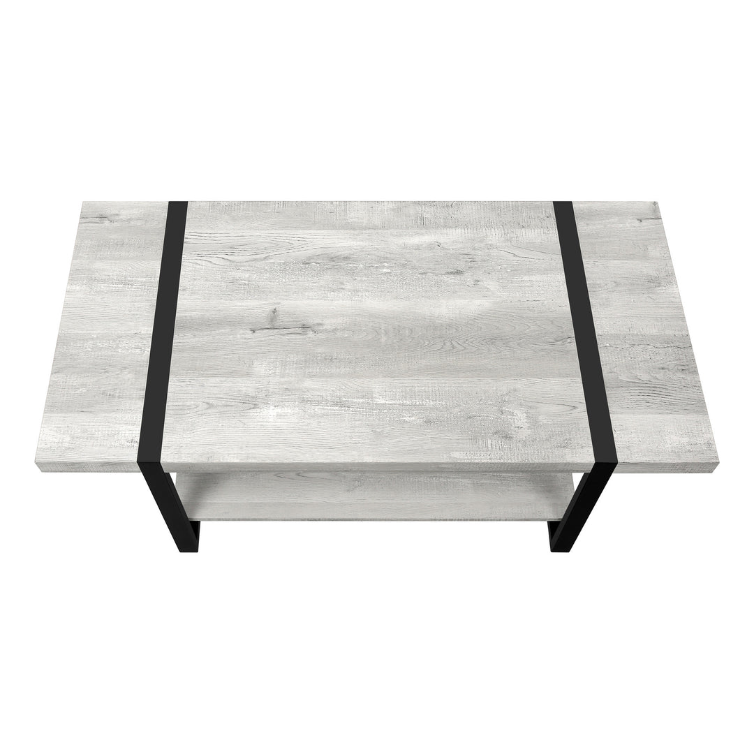 47" Gray and Black Rectangular Coffee Table with Shelf