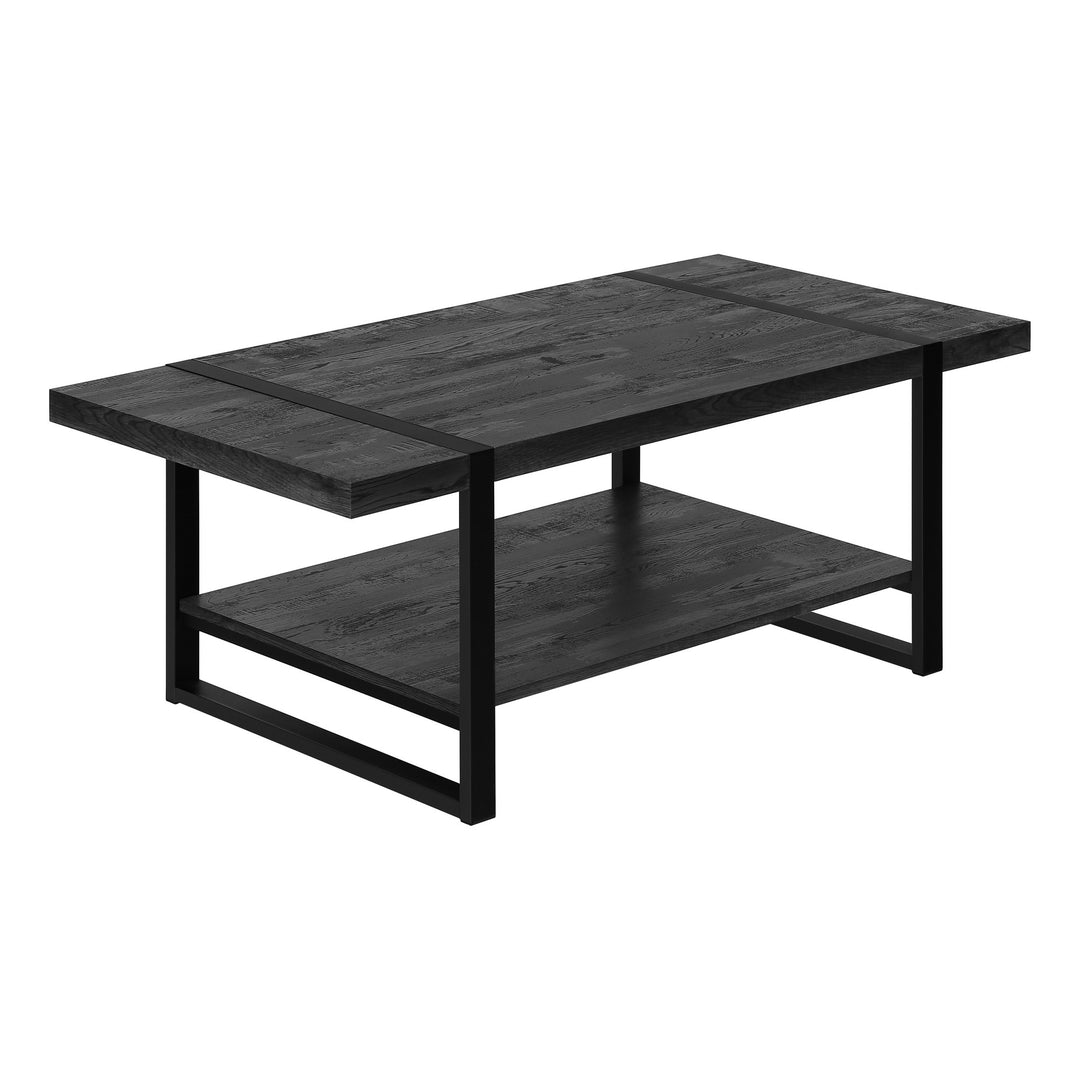 47" Black Rectangular Coffee Table with Shelf